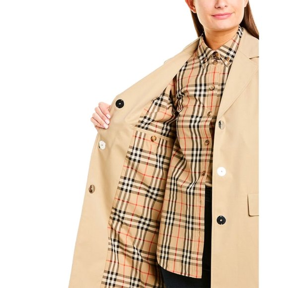 Burberry Press-stud Detail Cotton Gabardine Coat - Picture 3 of 8